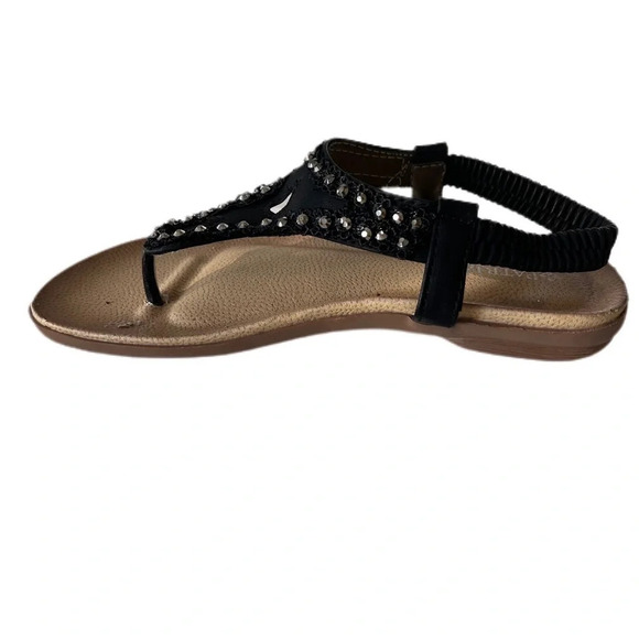Patricia Sandals with Rhinestones.  Black sandals with rhinestones.  Excellent - Picture 5 of 7